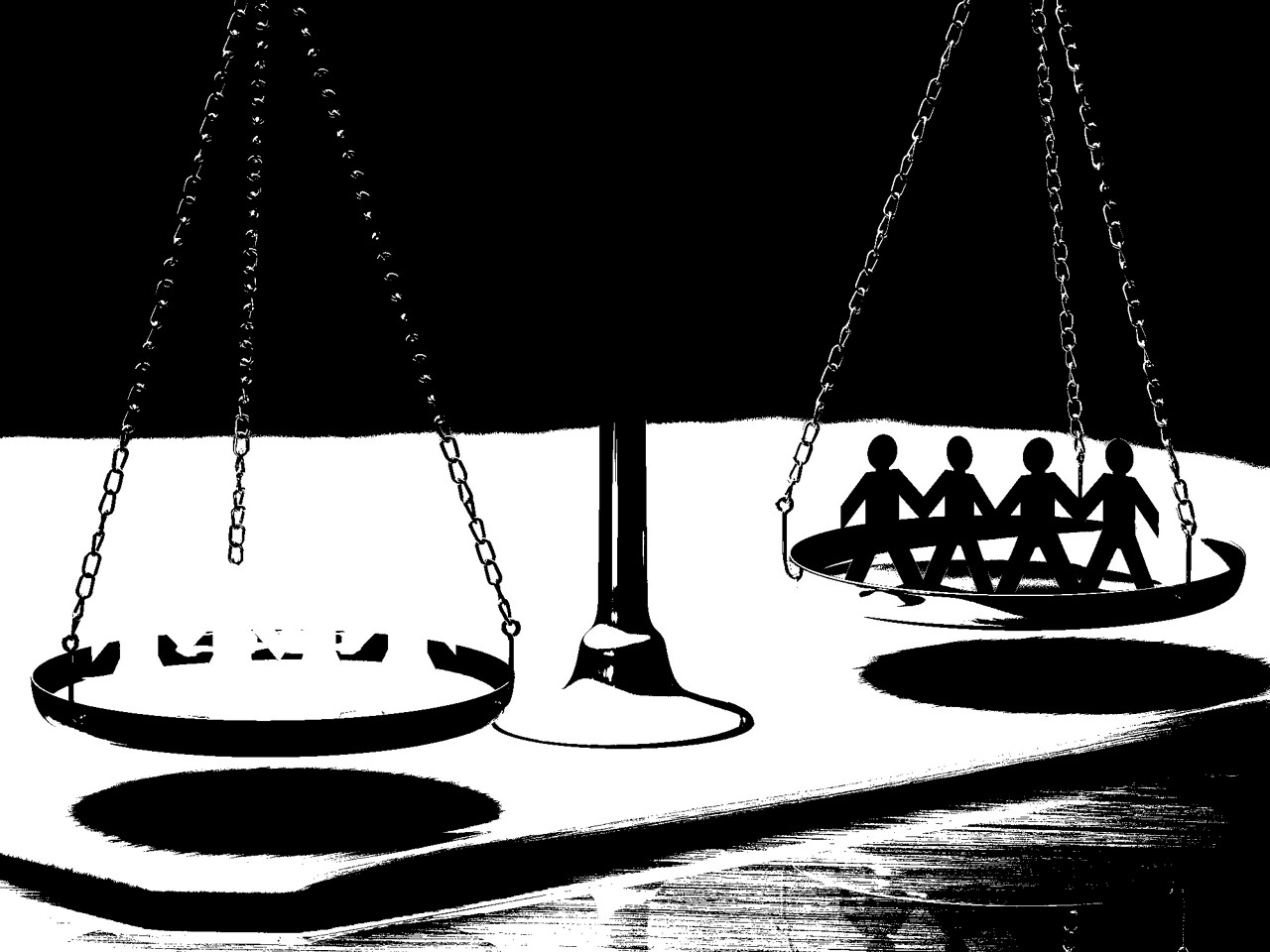 Scales of justice equaling races without prejudice or racism. Clipping path included.