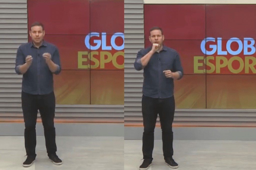 Jornalista da Globo engasga ao vivo