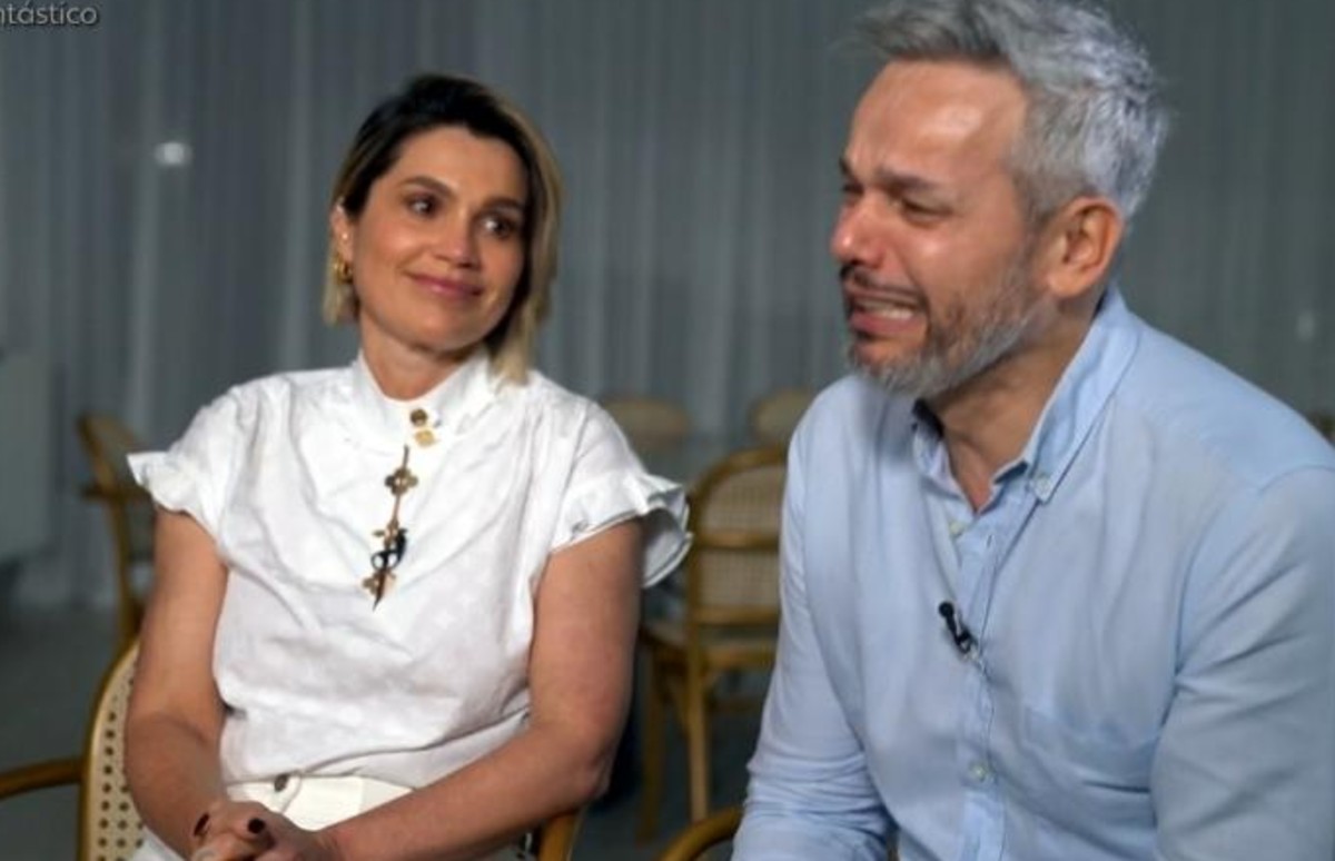 Otaviano Costa deu entrevista ao lado da esposa, a atriz Flávia Alessandra
