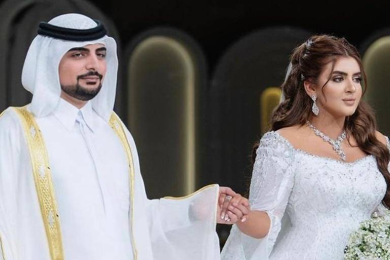 Sheikha Mahra e o empresário Mana Al Maktoum, com quem se divorciou pelo Instagram

