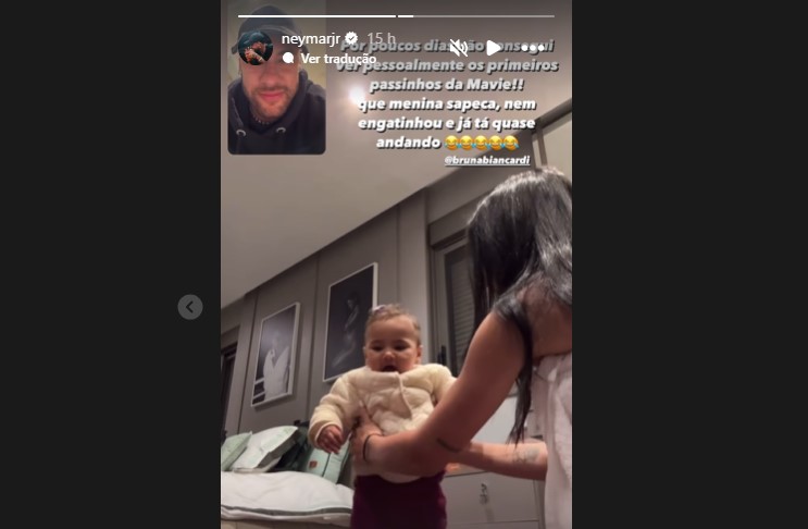 Neymar se derrete com primeiros passos de Mavie