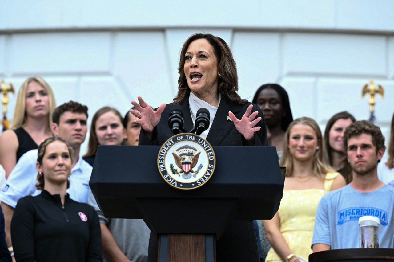Harris defendeu o legado do governo de Joe Biden durante o pronunciamento