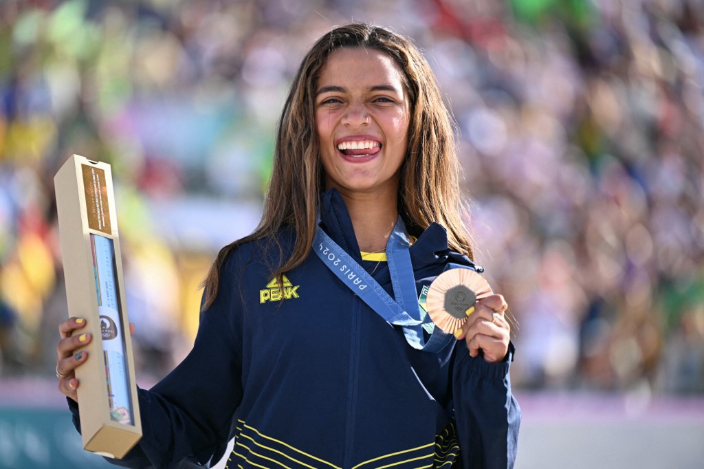 Rayssa Leal conquistou a medalha de bronze no skate street, em Paris-2024