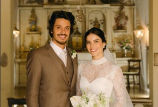 Os noivos, Doorgal Gustavo Discacciati Sad Andrada e Marina Notini, renovando secular tradição, com amor, fé e festa
