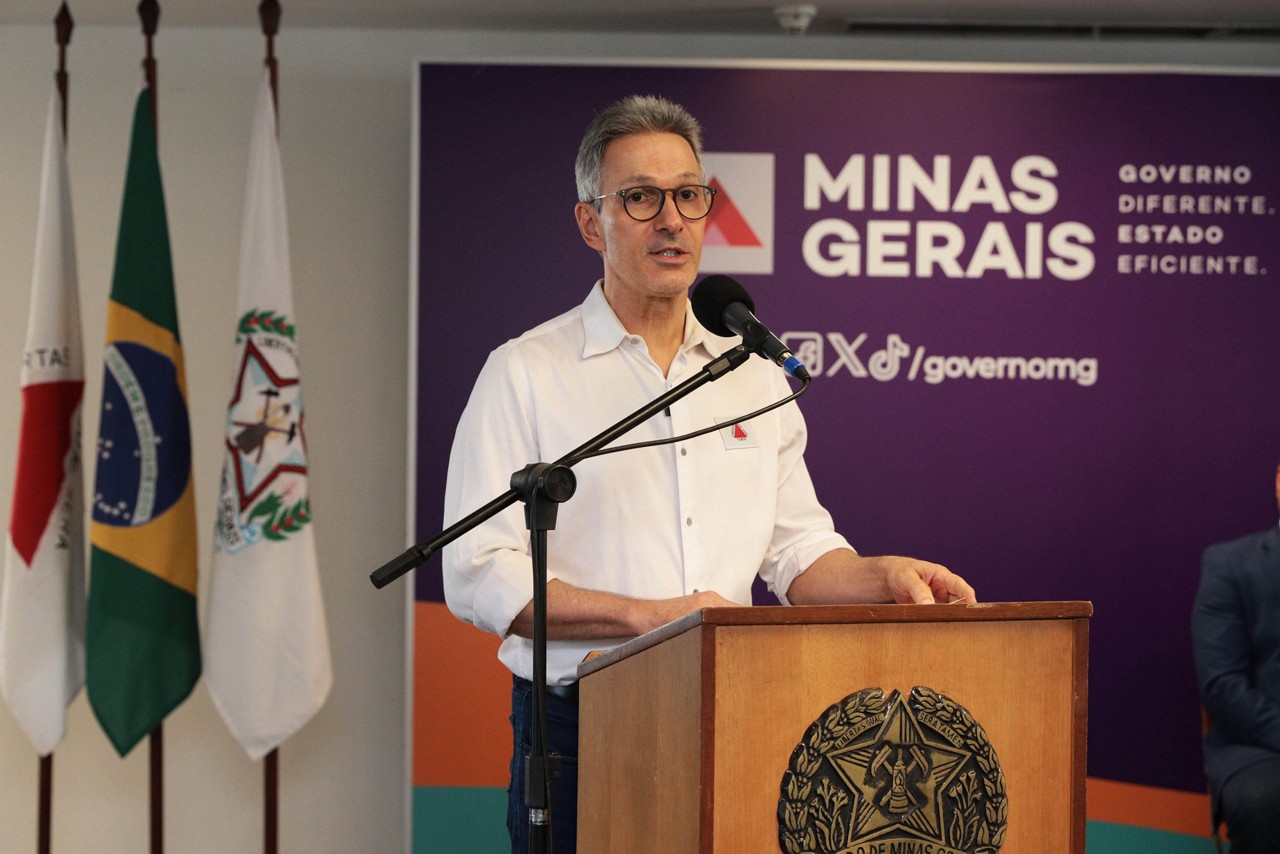O governador de Minas Gerais, Romeu Zema (Novo), durante evento no Estado