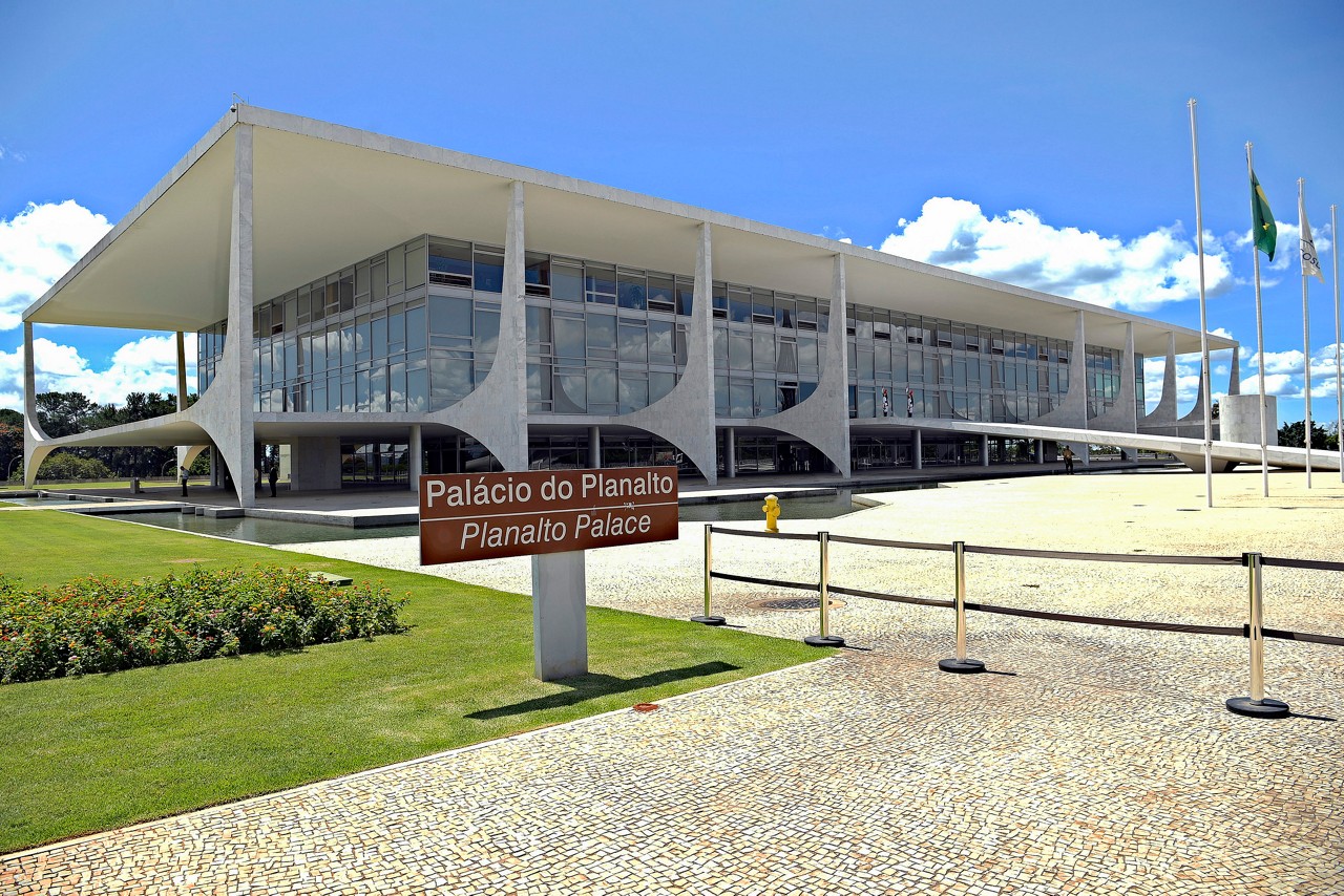 Palácio do Planalto em Brasília, na Praça dos Três Poderes