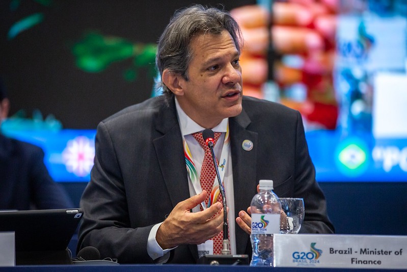 O ministro da Fazenda, Fernando Haddad,  no âmbito dos compromissos do G20 realizados no Rio de Janeiro 
