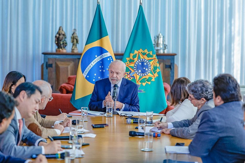 O presidente da República, Luiz Inácio Lula da Silva, durante entrevista a correspondentes internacionais, no Palácio da Alvorada