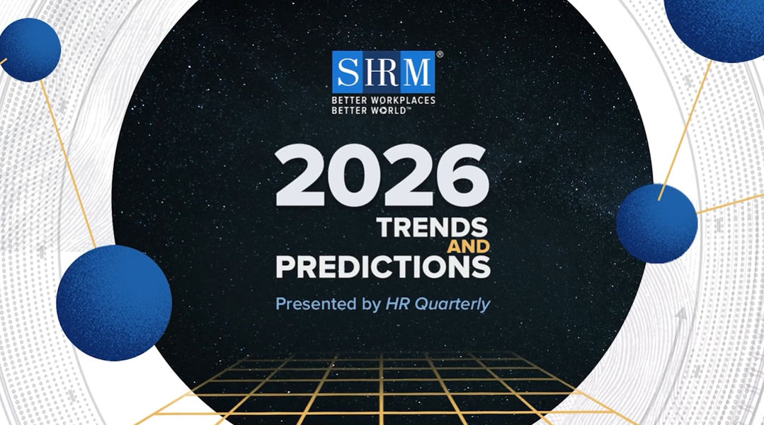 Image of SHRM logo with the text "2026 Trends and Predictions Presented by HR Quarterly" below