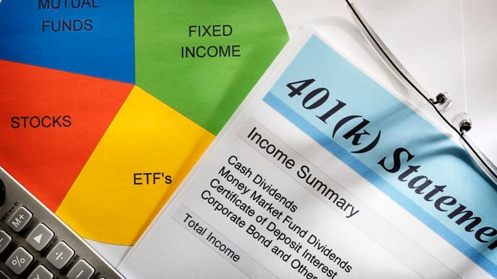 A piece of paper with a pie chart and a calculator.