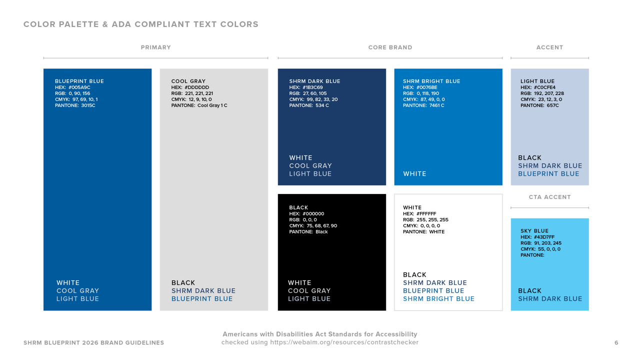 SHRM BLUEPRINT 2026 Color Palette