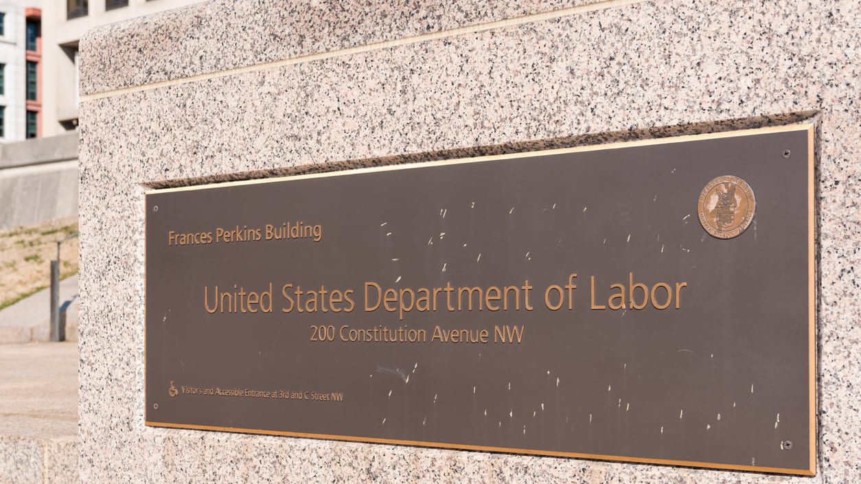 A sign for the united states department of labor.