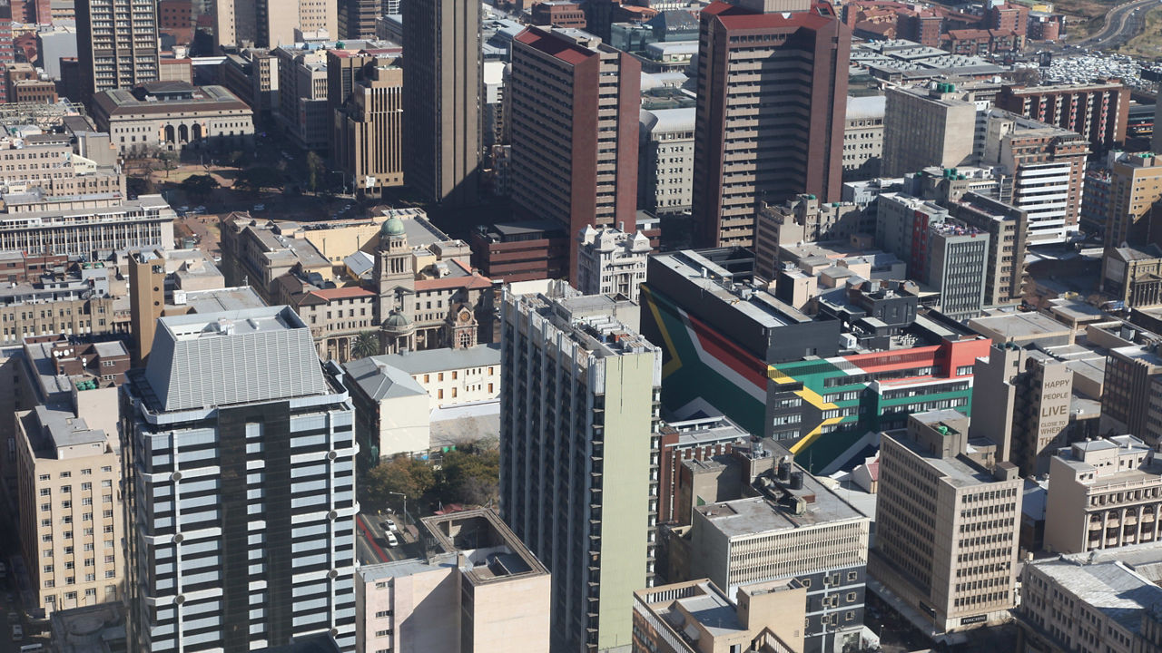 An aerial view of the city of johannesburg.
