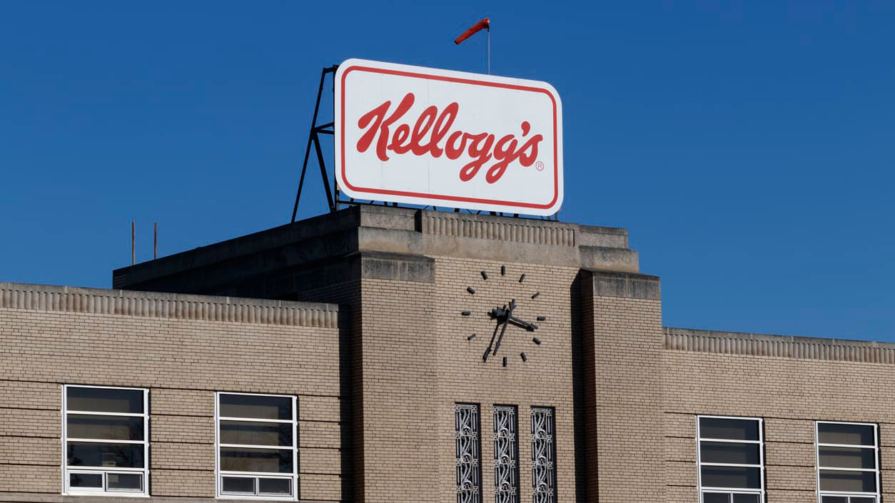 Kellogg's sign on top of a building.