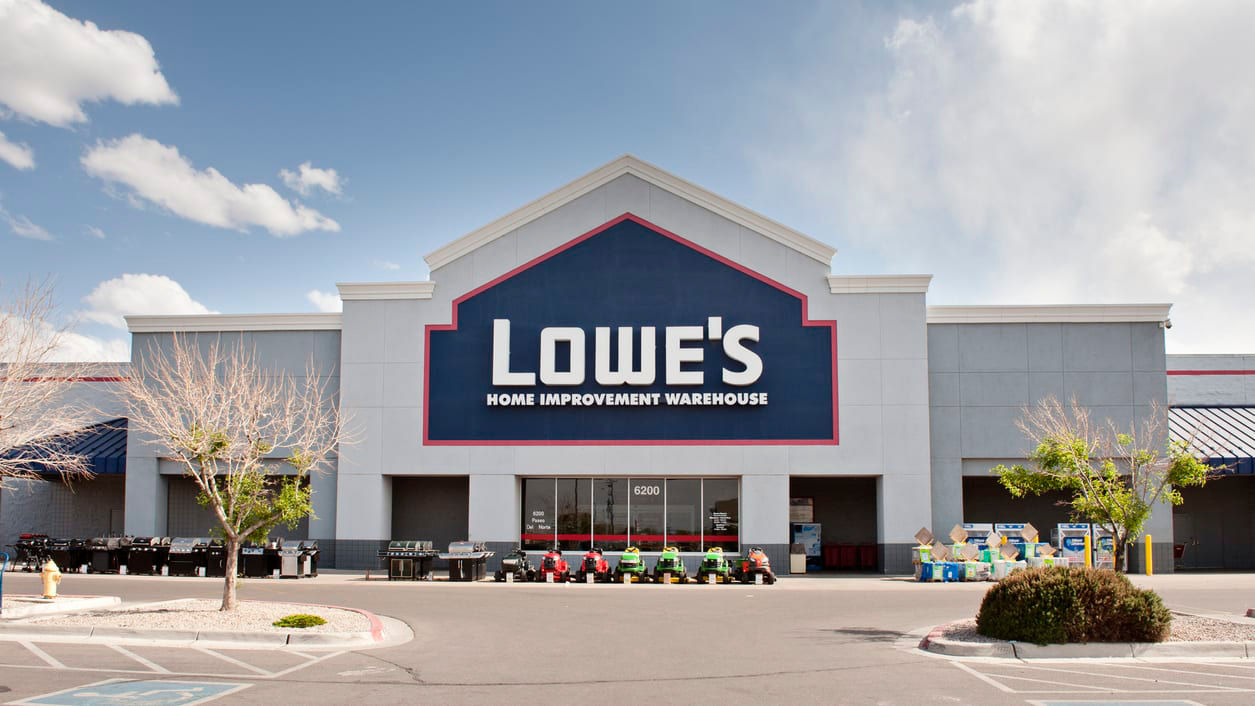 The exterior of a lowe's store.