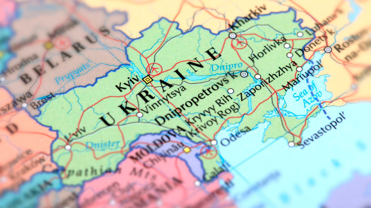 Ukraine on a map.