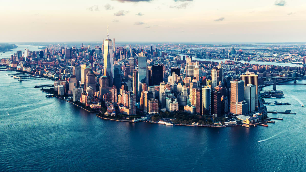 Aerial view of new york city from the air.