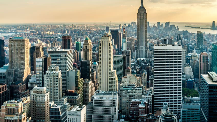 A view of new york city from the top of the empire state building.