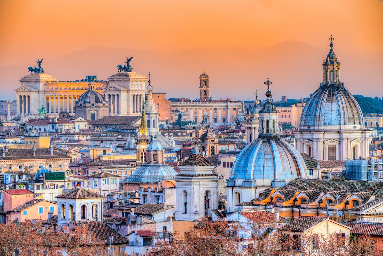 Rome skyline at sunset