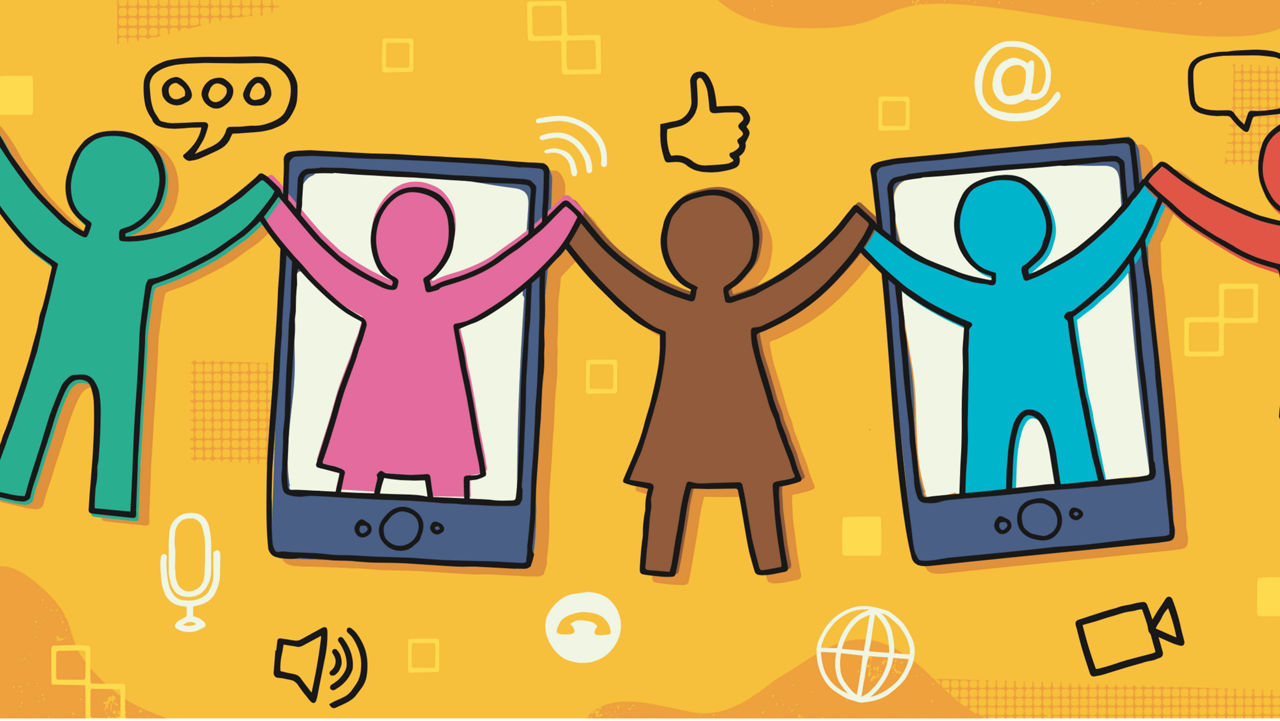 A group of people holding up mobile phones.