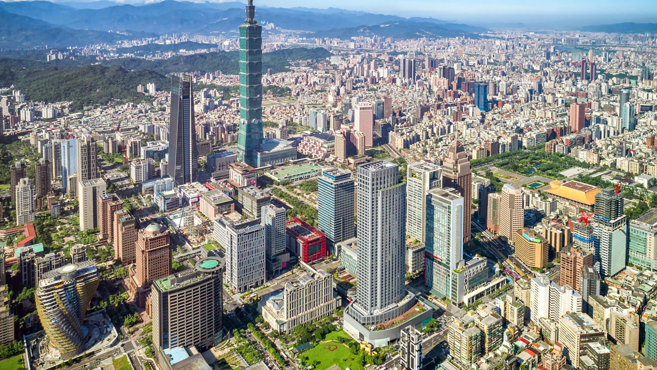 Aerial view of the city of taipei, taiwan.