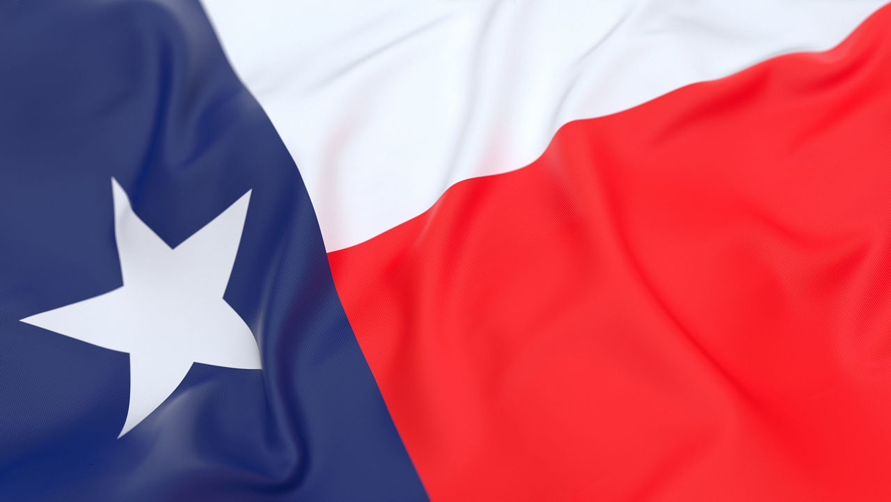 A close up of the texas flag.