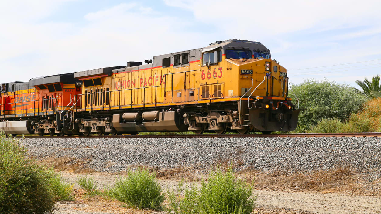 A train on the tracks.