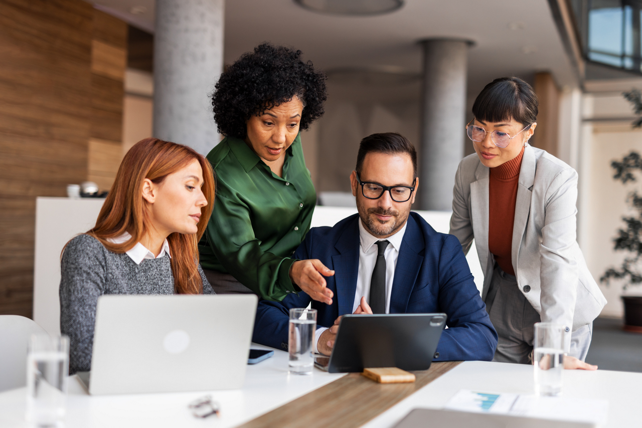 People working together in conference room