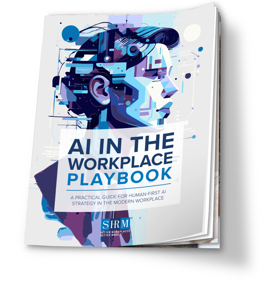 cover image for the SHRM AI In The Workplace Playbook