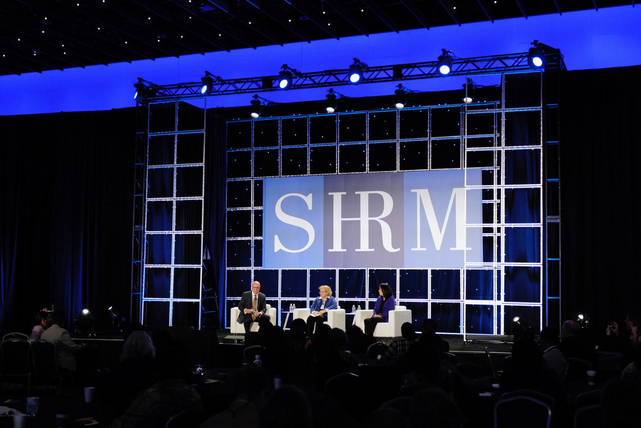 SHRM CHRO Jim Link, Victoria A. Lipnic, and Jenny R. Yang at BLUEPRINT 2025.