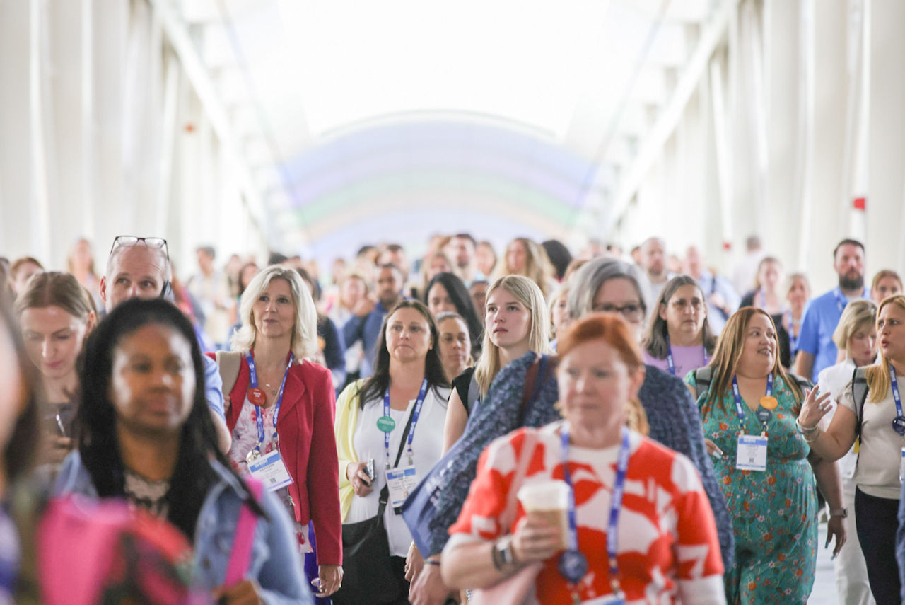 Group of conference attendees walking