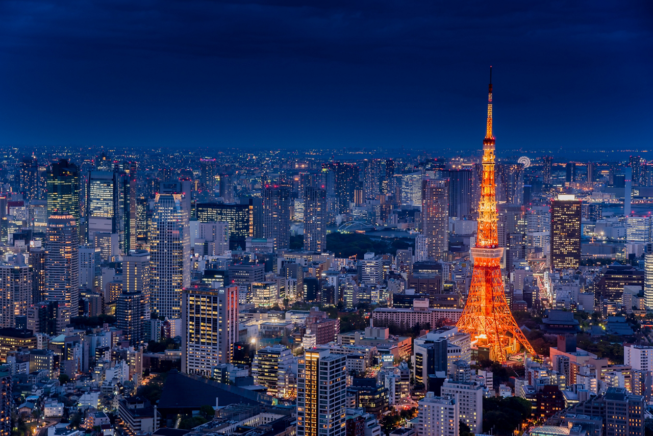 tokyo tower night view in japan