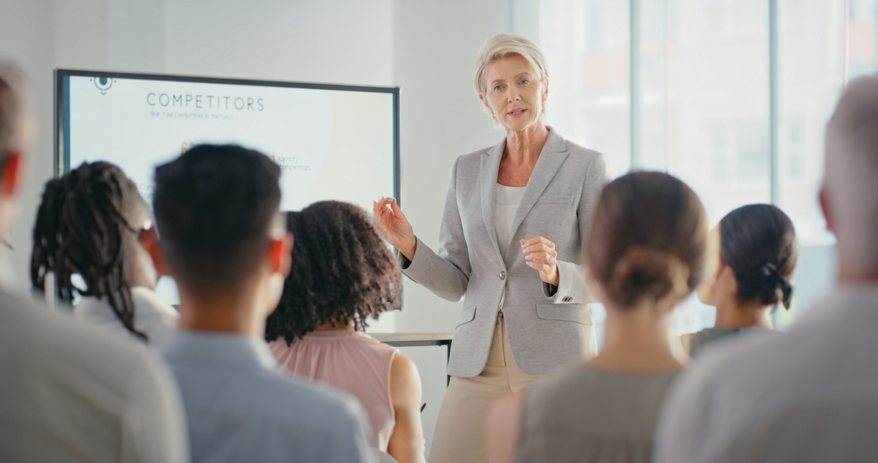 group of office workers in a meeting