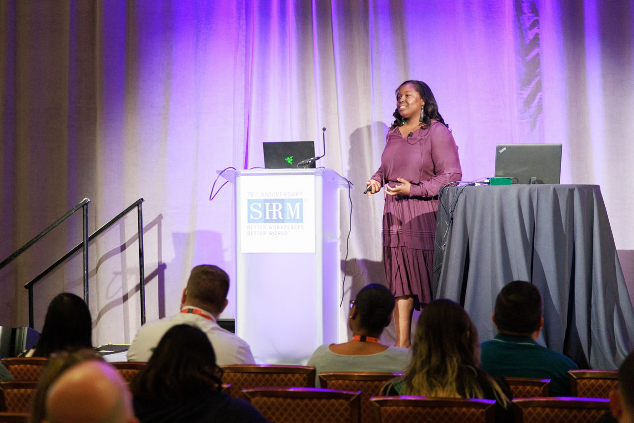 Chelsea C. Williams, founder and CEO at Reimagine Talent, a national talent development firm headquartered in Raleigh, N.C., at the SHRM Talent Conference & Expo 2024