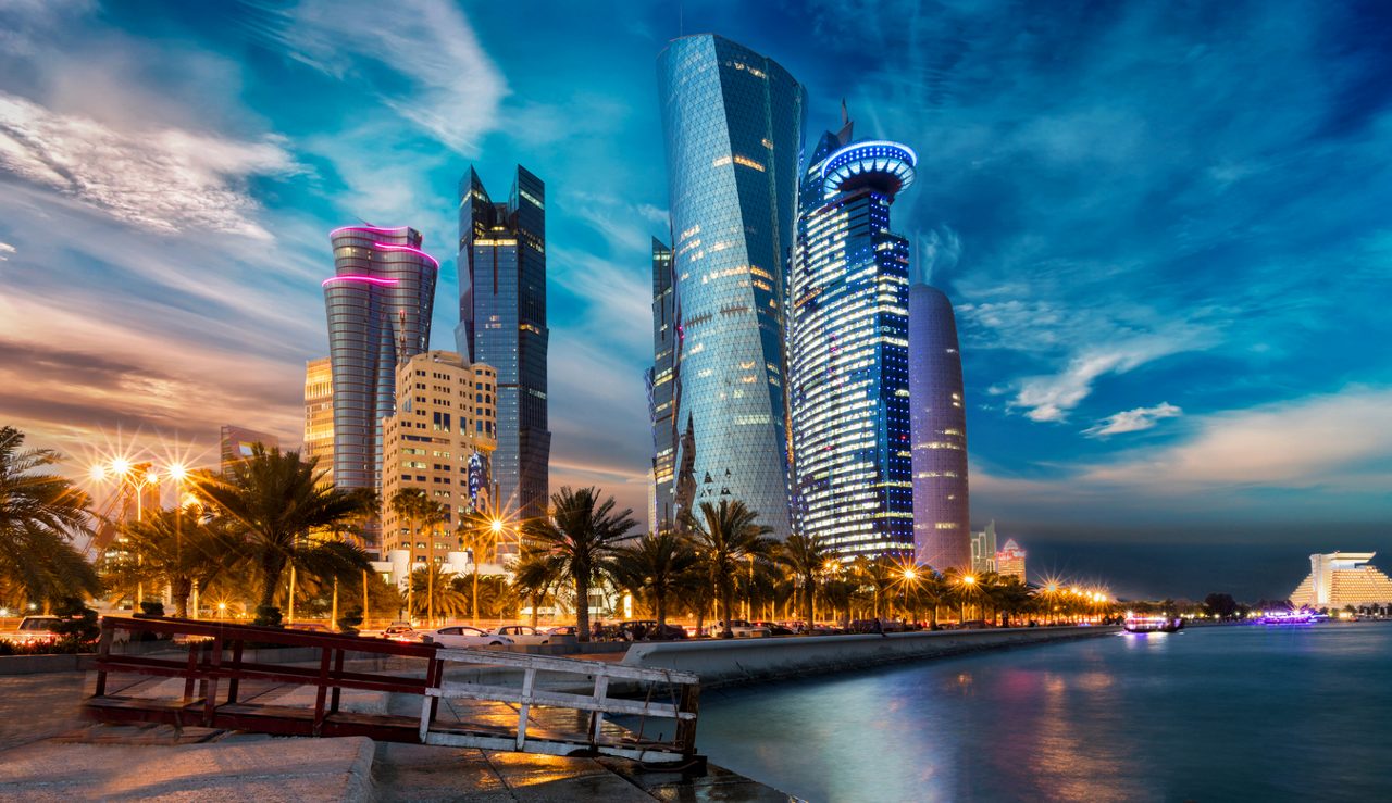 Sunset over Doha, Qatar's City Center