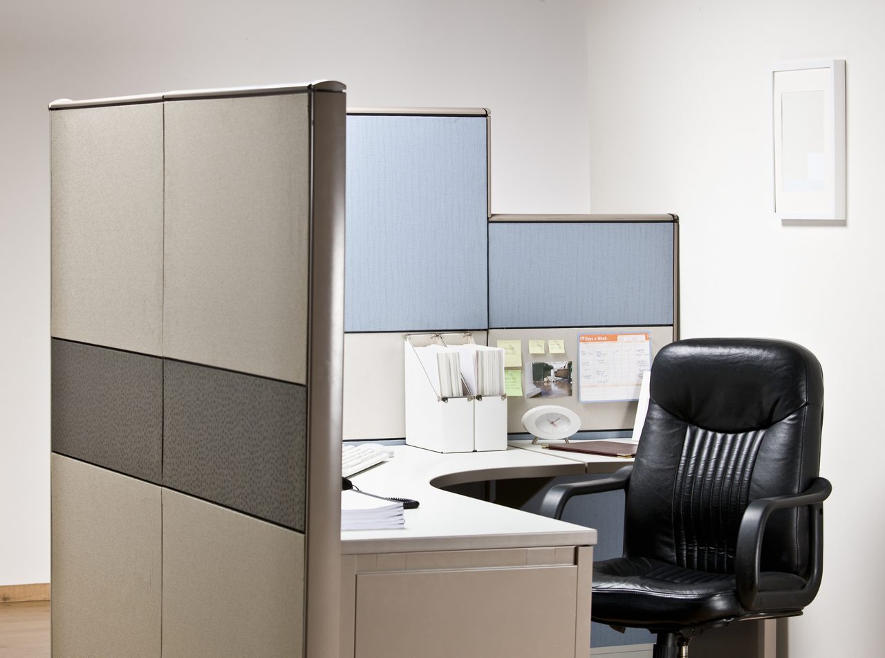 An empty office cubicle.