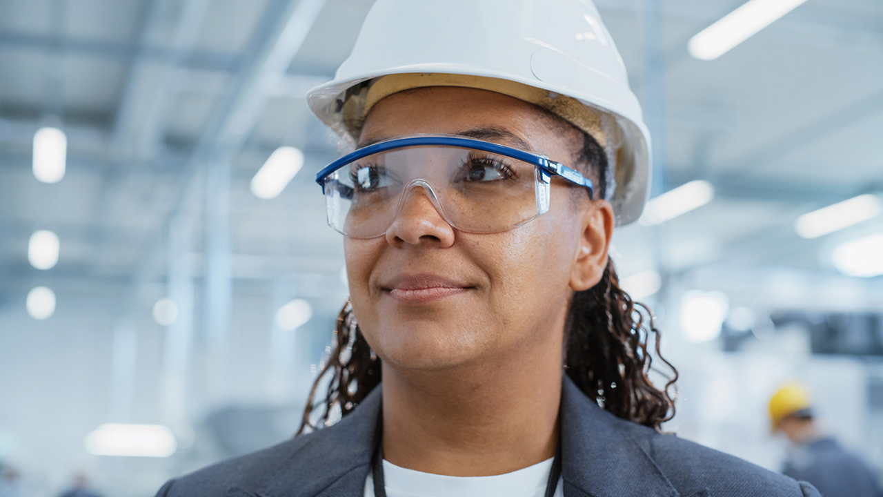 Female Worker in Hard Hat
