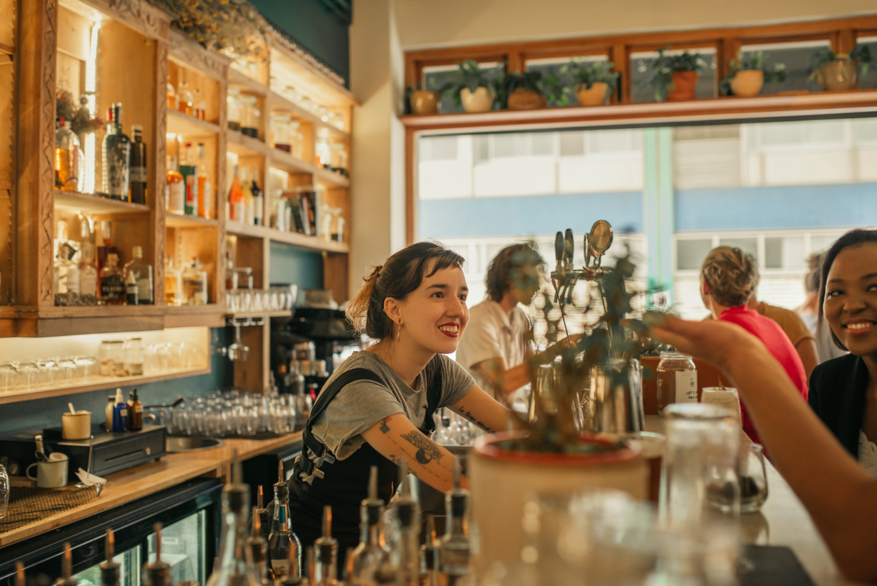 Woman working barista coffee shop