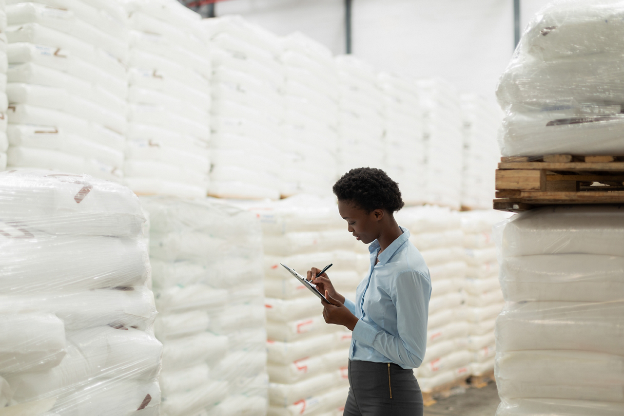 Woman working warehouse