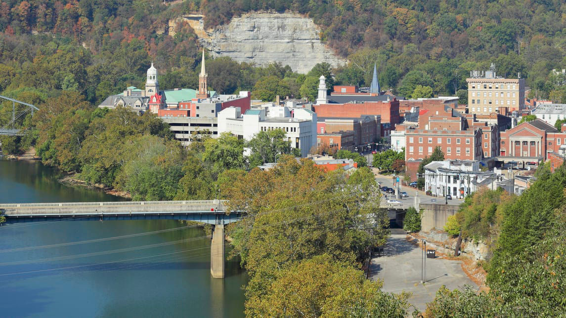 A bridge over a river.
