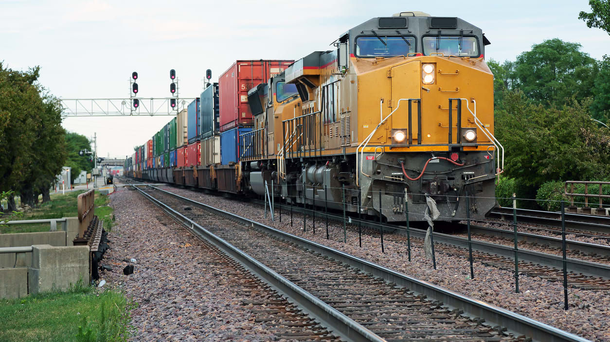 A train on the tracks.