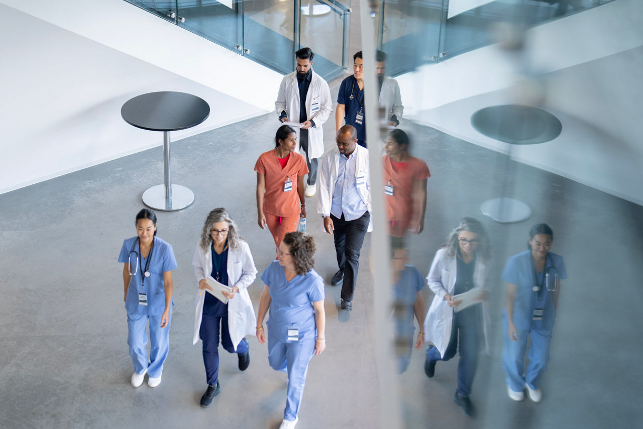 hospital staff walking