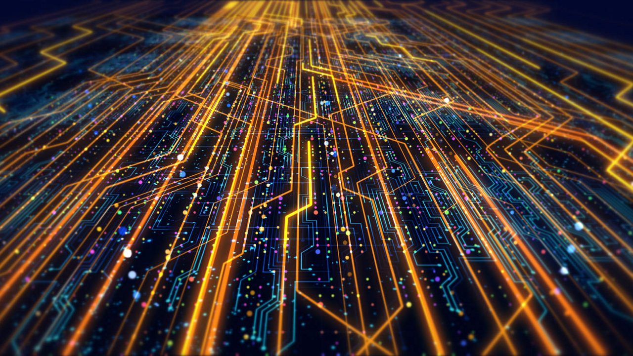 An abstract image of a computer circuit board.