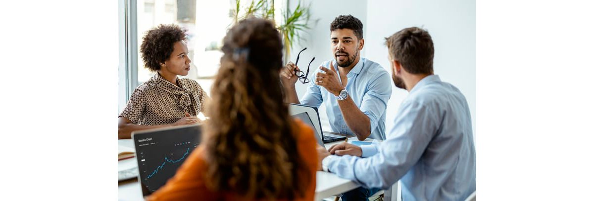 people talking at the office