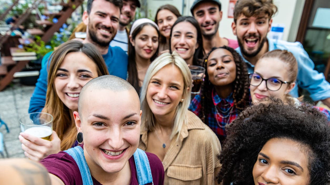 A group of friends taking a selfie.