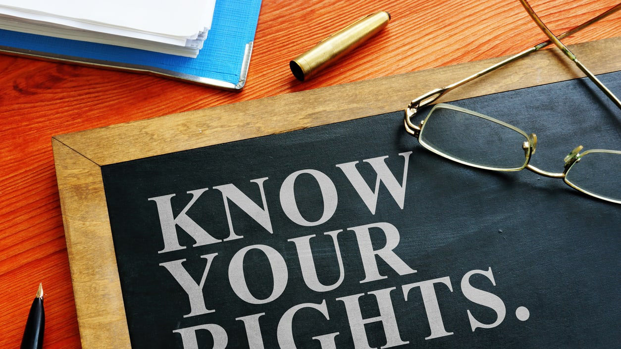 Know your rights on a chalkboard.