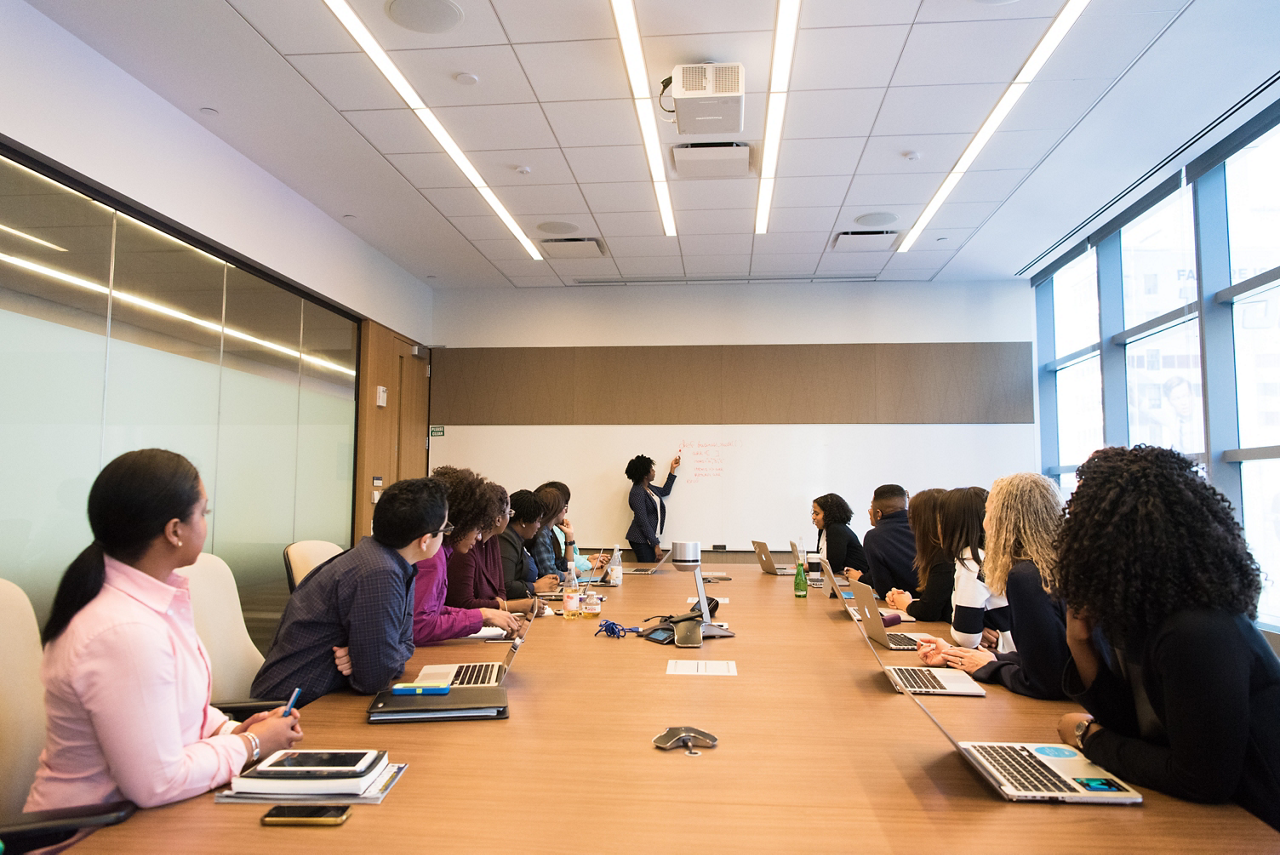 Team meeting in conference room