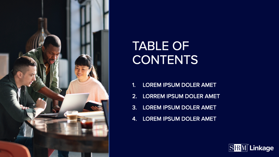 SHRM Linkage Institute Table of Contents Presentation