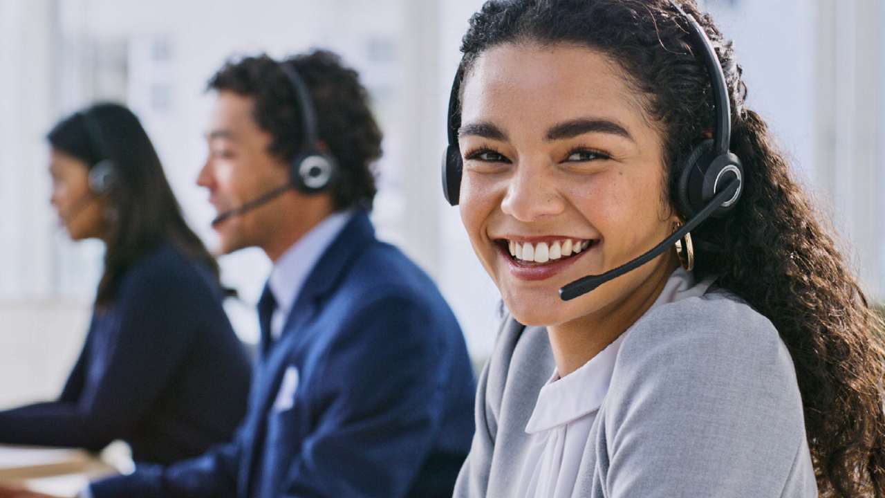 Smiling customer service representative.