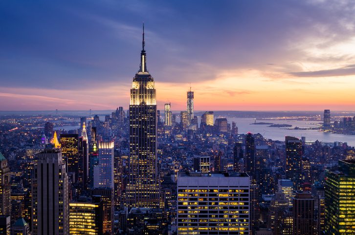 The Empire State Building and New York City skyline.